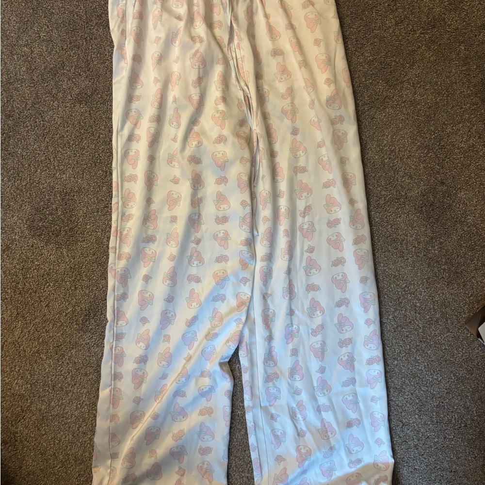 Forever 21 White Pajama Pants with Pink Print